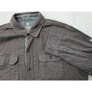 KÜHL Mens Button Down Flannel Shirt Brown Long Sleeve Casual Work Medium
